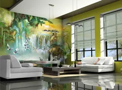 Fresco on the wall in the living room in a modern style photo