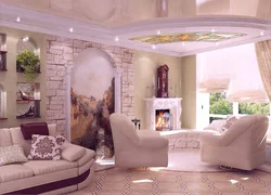 Fresco on the wall in the living room in a modern style photo