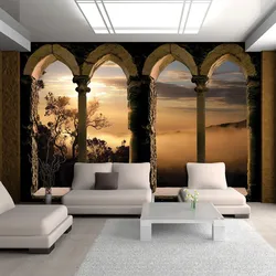 Fresco on the wall in the living room in a modern style photo