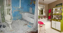 Хрущевте ванна бөлмесінің дизайны бұрын және кейін