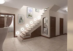 Living room interior with stairs to the second
