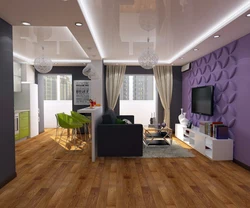 Kitchen zoning with ceiling photo