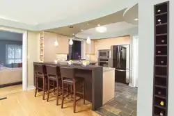 Kitchen zoning with ceiling photo