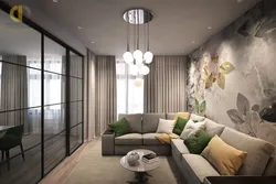 Design of a rectangular hall with a balcony in apartment 18