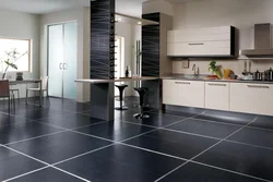 Porcelain tile flooring in the kitchen interior