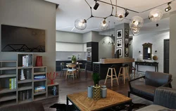 Loft style lamps in the kitchen interior