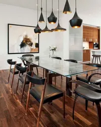 Loft style lamps in the kitchen interior