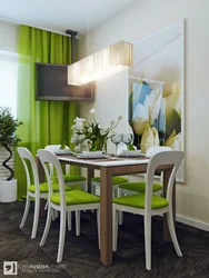 Green chairs in the kitchen interior