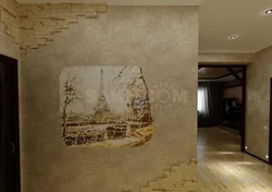 Decorative plaster world map in the hallway interior photo