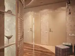 Decorative plaster world map in the hallway interior photo
