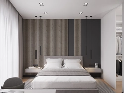 Bedroom interior design with slats