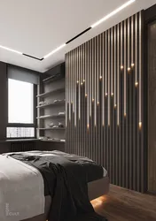 Bedroom interior design with slats