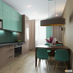 Dark green kitchen living room design