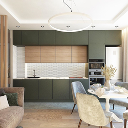 Dark green kitchen living room design