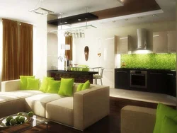 Dark green kitchen living room design