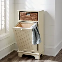 Laundry basket in the bathroom in the interior