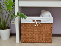 Laundry basket in the bathroom in the interior