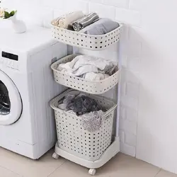 Laundry basket in the bathroom in the interior