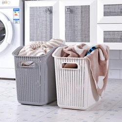 Laundry basket in the bathroom in the interior