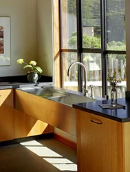 Kitchen design with low window sill