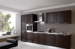 Kitchen dark oak in the interior photo