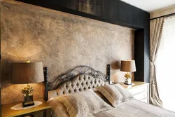 Textured plaster in the bedroom photo