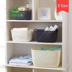 Wicker baskets in the bathroom interior