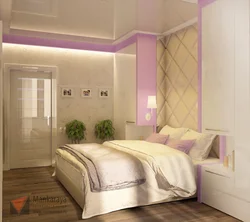 Lilac beige bedroom interior