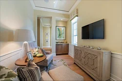 Narrow living room design with window