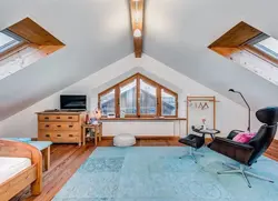 Attic design with a gable roof bedroom photo