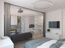 Studio apartment interior bedroom living room