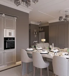 Combination of gray and beige in the kitchen interior photo