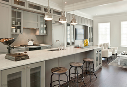 Combination of gray and beige in the kitchen interior photo