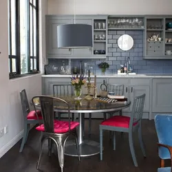 Kitchen design with gray chairs