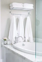 Hooks in the bathroom for towels in the interior