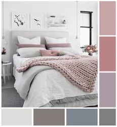 Gray and pink colors in the bedroom interior