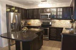 Kitchen Interior With Dark Wallpaper