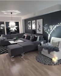 Living room dark wall photo