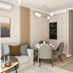 Kitchen design living room 20 sq m with balcony