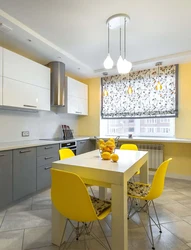 Combination of gray and gold in the kitchen interior photo