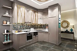 Combination of gray and gold in the kitchen interior photo