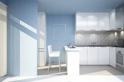 Gray blue kitchen with white photo