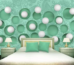 Wallpaper balls in the bedroom interior