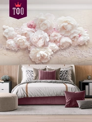 Peonies in the bedroom interior photo