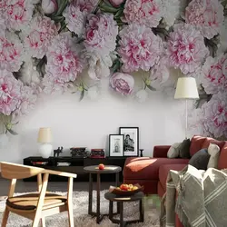 Peonies in the bedroom interior photo