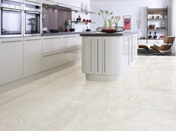 White porcelain tiles in the kitchen interior photo