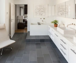 White porcelain tiles in the kitchen interior photo