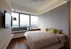 Window sill in the bedroom interior