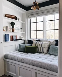 Window sill in the bedroom interior