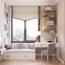 Window sill in the bedroom interior
